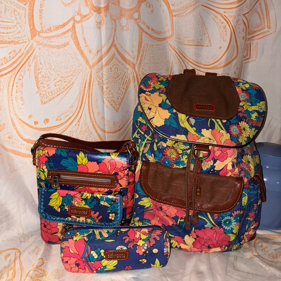 Sakroots Multicolor Floral Backpack and Bag Set - Picture 1 of 12